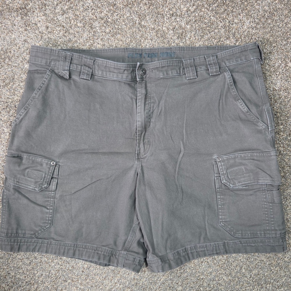 Duluth Trading Co Flex Fire Hose Cargo Shorts Mens 46 Gray Relaxed Fit Work Wear